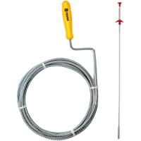 VOREL Desatascador tuberias profesional 1.5M x 0-5 cm| resorte limpiador de drenaje con garra + Herramienta de Recogida…